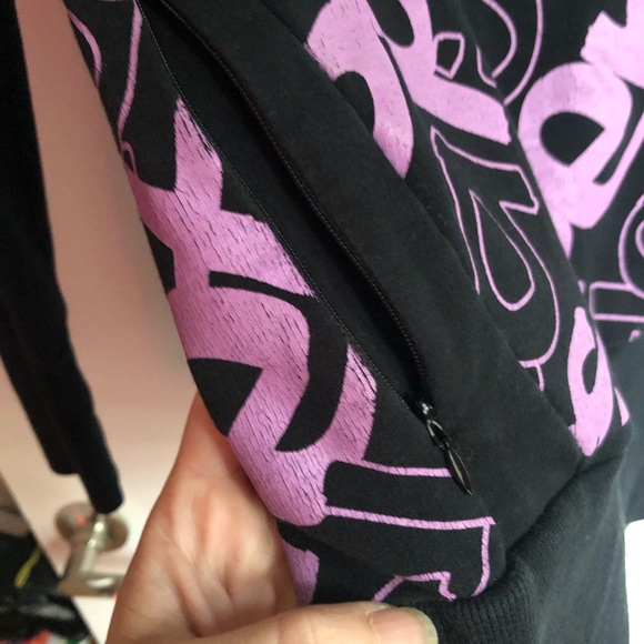 JOSHUA PERETS | Black and Lilac Hoodie | XS - Picture 4 of 5